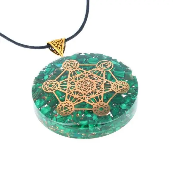 Pendentif Véritable Malachite Orgonite Metatron