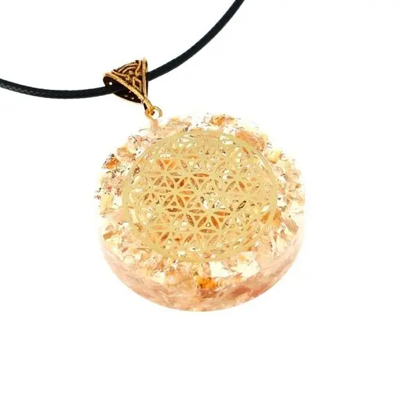 Pendentifs Citrine Orgonite Fleur de Vie