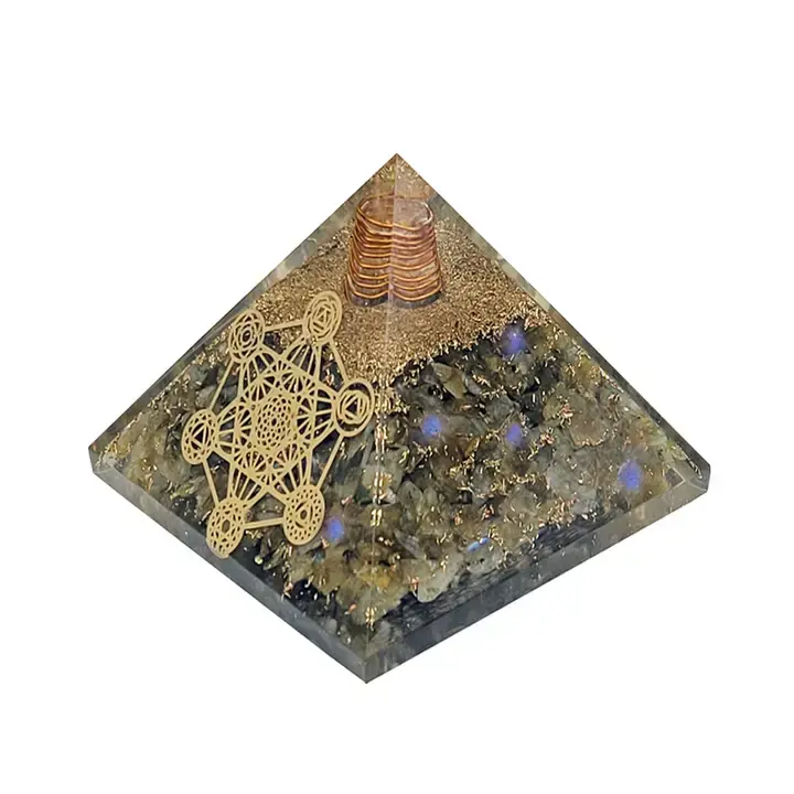 Orgonite Pyramide Labratorite  Metatron 7.5 cm