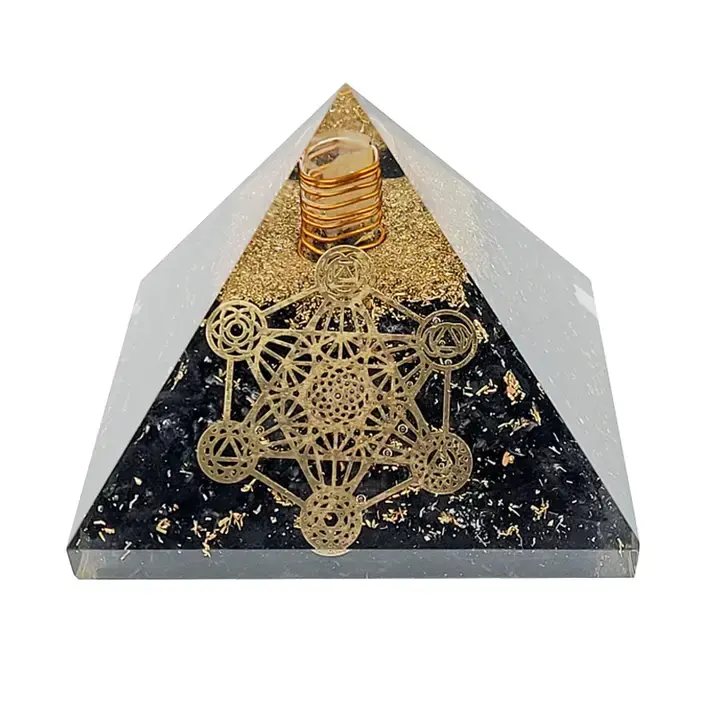 Orgonite Pyramide Tourmaline Noire Metatron 7.5 cm