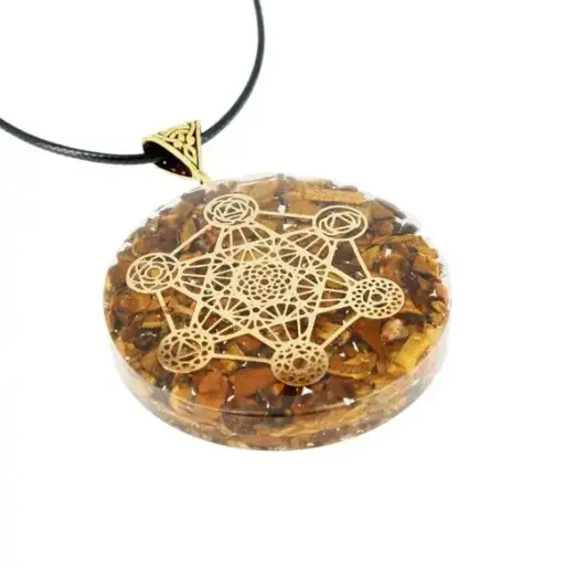 Pendentif Œil de Tigre Orgonite Metatron