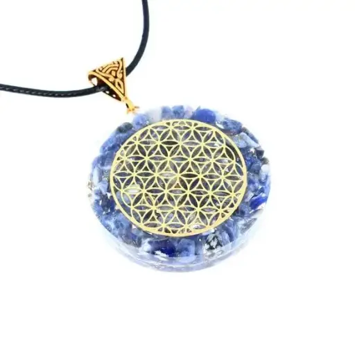 Pendentif Sodalite Orgonite Fleur de Vie